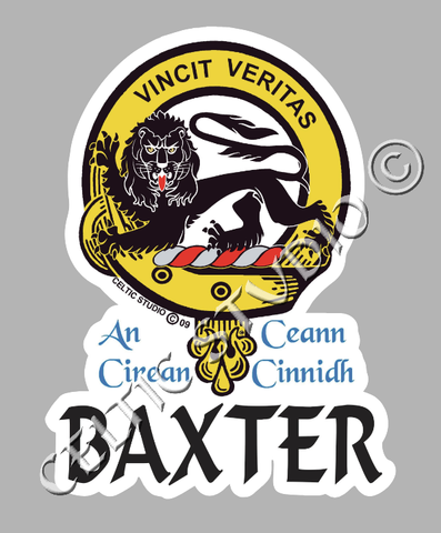Custom Baxter Clan Crest Decal - Scottish Heritage Emblem Sticker for Car, Laptop, and Water Bottle