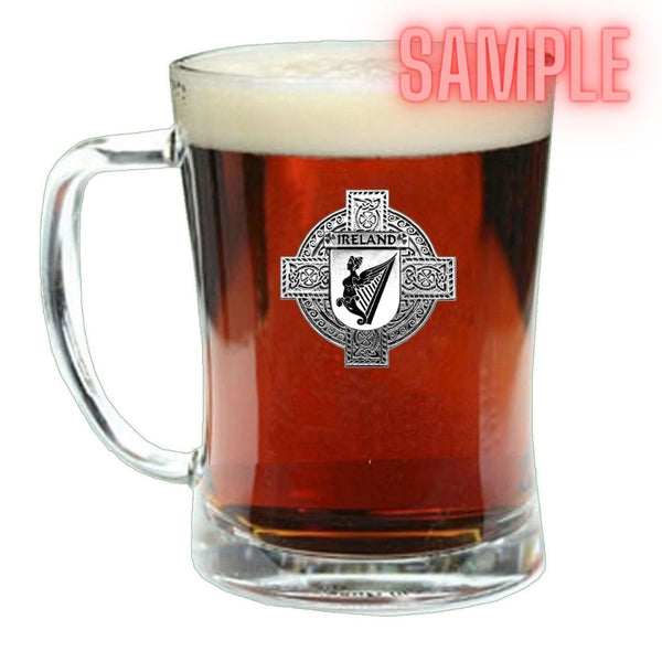 Walker Irish Coat of Arms Badge Glass Beer Mug