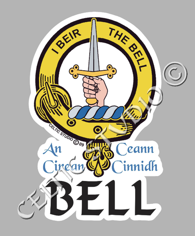 Custom Bell Clan Crest Decal - Scottish Heritage Emblem Sticker for Car, Laptop, and Water Bottle
