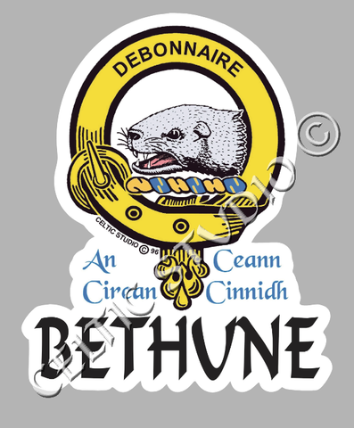 Custom Bethune Clan Crest Decal - Scottish Heritage Emblem Sticker for Car, Laptop, and Water Bottle