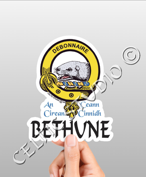 Vinyl  Bethune Clan Badge Decal - Personalized Scottish Family Heritage Sticker