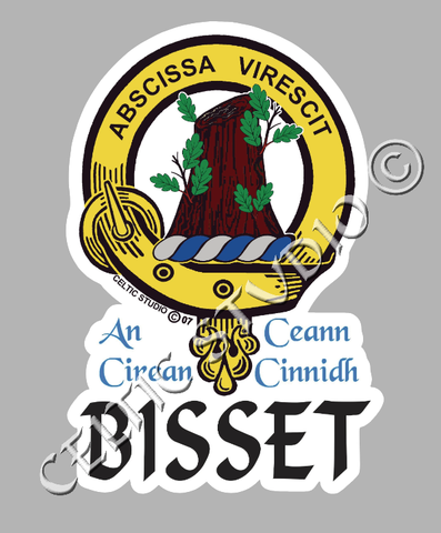 Custom Bisset Clan Crest Decal - Scottish Heritage Emblem Sticker for Car, Laptop, and Water Bottle