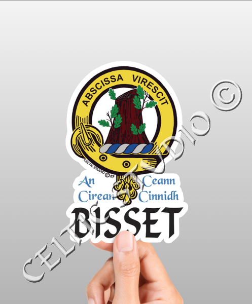 Vinyl  Bisset Clan Badge Decal - Personalized Scottish Family Heritage Sticker