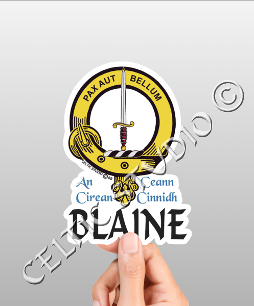 Vinyl  Blaine Clan Badge Decal - Personalized Scottish Family Heritage Sticker