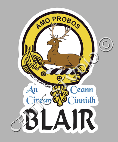 Custom Blair Clan Crest Decal - Scottish Heritage Emblem Sticker for Car, Laptop, and Water Bottle