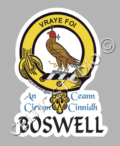 Custom Boswell Clan Crest Decal - Scottish Heritage Emblem Sticker for Car, Laptop, and Water Bottle