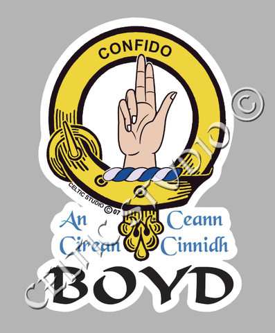 Custom Boyd Clan Crest Decal - Scottish Heritage Emblem Sticker for Car, Laptop, and Water Bottle