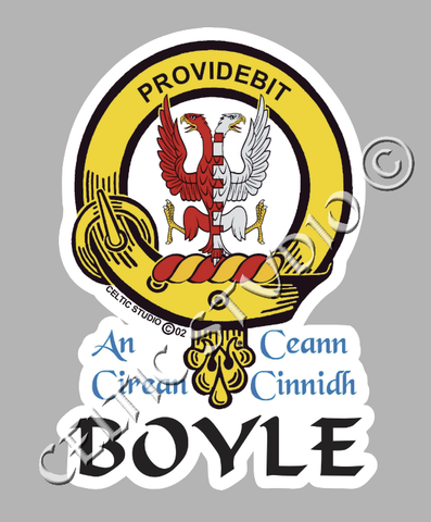 Custom Boyle Clan Crest Decal - Scottish Heritage Emblem Sticker for Car, Laptop, and Water Bottle