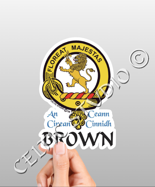 Vinyl  Brown Clan Badge Decal - Personalized Scottish Family Heritage Sticker