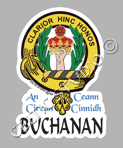 Custom Buchanan Clan Crest Decal - Scottish Heritage Emblem Sticker for Car, Laptop, and Water Bottle