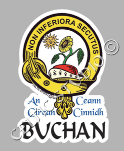 Custom Buchan Clan Crest Decal - Scottish Heritage Emblem Sticker for Car, Laptop, and Water Bottle