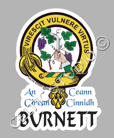 Custom Burnett Clan Crest Decal - Scottish Heritage Emblem Sticker for Car, Laptop, and Water Bottle