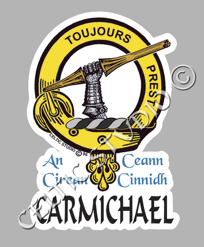Custom Carmichael Clan Crest Decal - Scottish Heritage Emblem Sticker for Car, Laptop, and Water Bottle