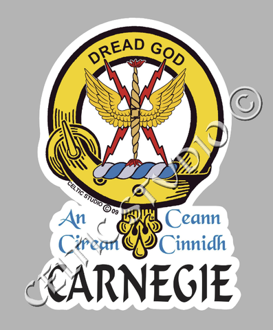 Custom Carnegie Clan Crest Decal - Scottish Heritage Emblem Sticker for Car, Laptop, and Water Bottle