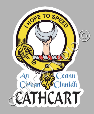 Custom Cathcart Clan Crest Decal - Scottish Heritage Emblem Sticker for Car, Laptop, and Water Bottle