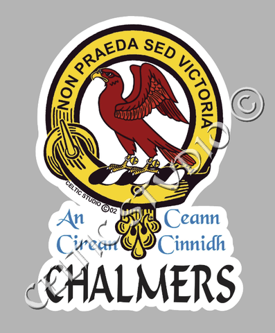 Custom Chalmers Clan Crest Decal - Scottish Heritage Emblem Sticker for Car, Laptop, and Water Bottle