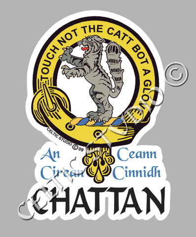 Custom Chattan Clan Crest Decal - Scottish Heritage Emblem Sticker for Car, Laptop, and Water Bottle