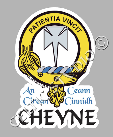 Custom Cheyne Clan Crest Decal - Scottish Heritage Emblem Sticker for Car, Laptop, and Water Bottle