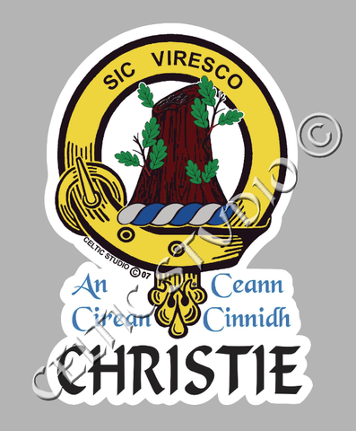 Custom Christie Clan Crest Decal - Scottish Heritage Emblem Sticker for Car, Laptop, and Water Bottle