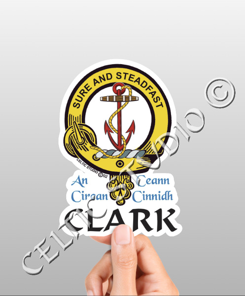 Vinyl  Clark Clan Badge Decal - Personalized Scottish Family Heritage Sticker