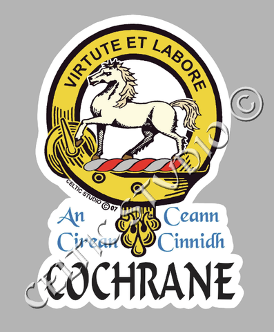 Custom Cochrane Clan Crest Decal - Scottish Heritage Emblem Sticker for Car, Laptop, and Water Bottle