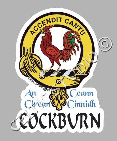 Custom Cockburn Clan Crest Decal - Scottish Heritage Emblem Sticker for Car, Laptop, and Water Bottle