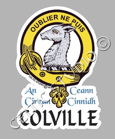 Custom Colville Clan Crest Decal - Scottish Heritage Emblem Sticker for Car, Laptop, and Water Bottle