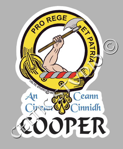 Custom Cooper Clan Crest Decal - Scottish Heritage Emblem Sticker for Car, Laptop, and Water Bottle