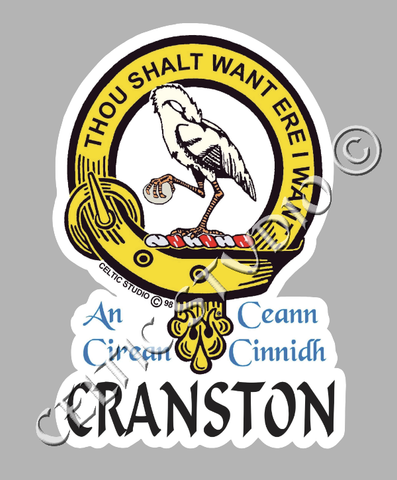 Custom Cranston Clan Crest Decal - Scottish Heritage Emblem Sticker for Car, Laptop, and Water Bottle
