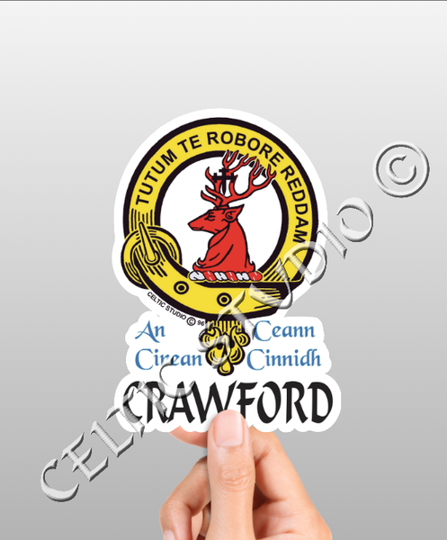 Vinyl  Crawford Clan Badge Decal - Personalized Scottish Family Heritage Sticker