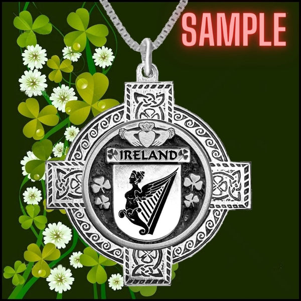 Davis Irish Coat of Arms Celtic Cross Pendant ~ IP04