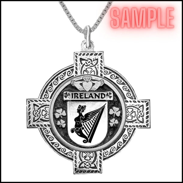 Davis Irish Coat of Arms Celtic Cross Pendant ~ IP04