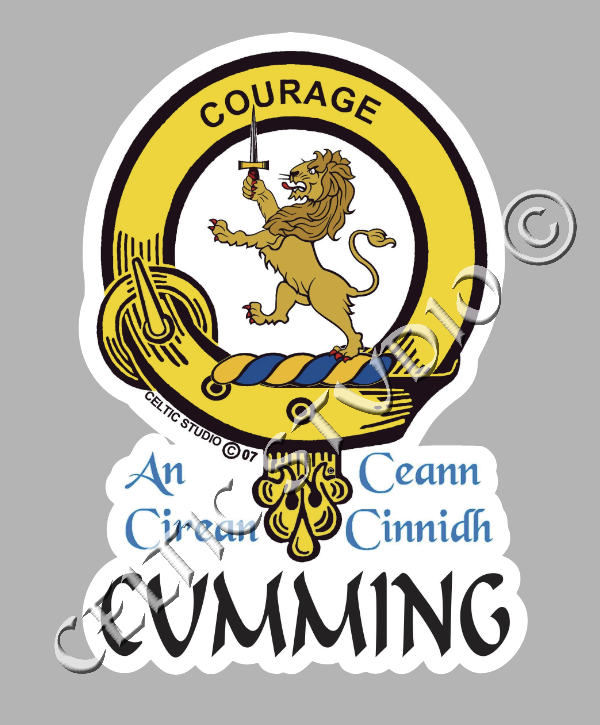 Custom Cumming Clan Crest Decal - Scottish Heritage Emblem Sticker for Car, Laptop, and Water Bottle