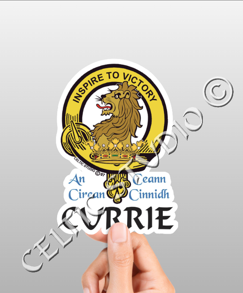 Vinyl  Currie Clan Badge Decal - Personalized Scottish Family Heritage Sticker