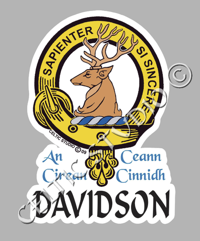 Custom Davidson Clan Crest Decal - Scottish Heritage Emblem Sticker for Car, Laptop, and Water Bottle