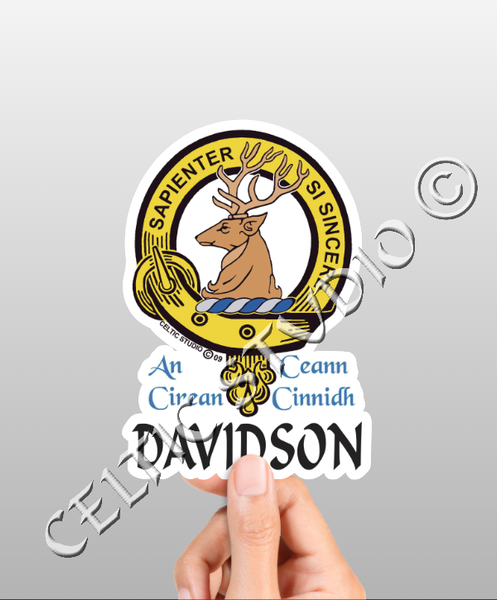 Vinyl  Davidson Clan Badge Decal - Personalized Scottish Family Heritage Sticker