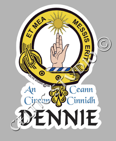 Custom Dennie Clan Crest Decal - Scottish Heritage Emblem Sticker for Car, Laptop, and Water Bottle