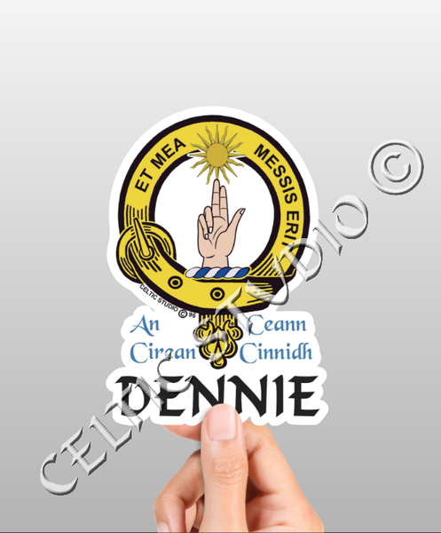 Vinyl  Dennie Clan Badge Decal - Personalized Scottish Family Heritage Sticker