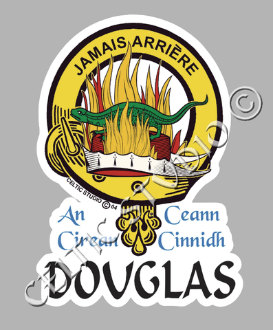 Custom Douglas Clan Crest Decal - Scottish Heritage Emblem Sticker for Car, Laptop, and Water Bottle