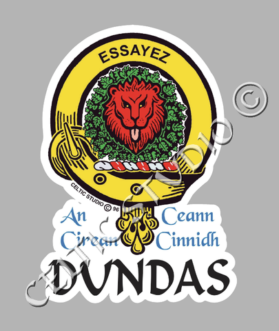 Custom Dundas Clan Crest Decal - Scottish Heritage Emblem Sticker for Car, Laptop, and Water Bottle