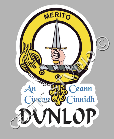Custom Dunlop Clan Crest Decal - Scottish Heritage Emblem Sticker for Car, Laptop, and Water Bottle