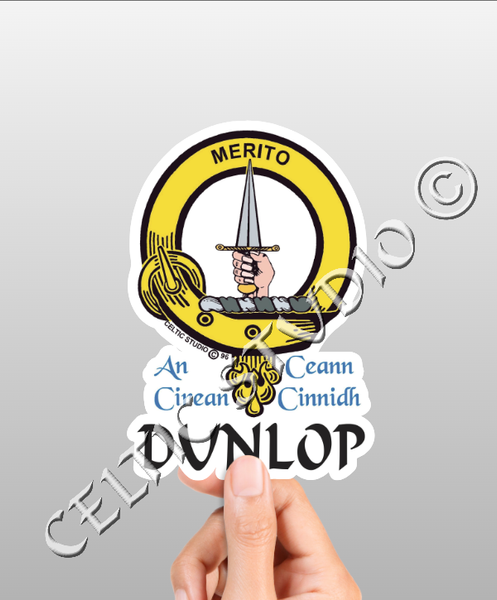 Vinyl  Dunlop Clan Badge Decal - Personalized Scottish Family Heritage Sticker