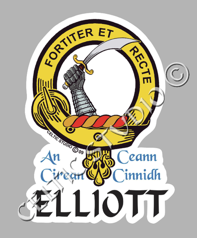 Custom Elliott Clan Crest Decal - Scottish Heritage Emblem Sticker for Car, Laptop, and Water Bottle