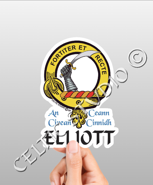 Vinyl  Elliott Clan Badge Decal - Personalized Scottish Family Heritage Sticker
