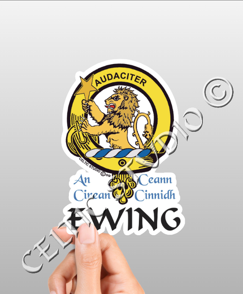 Vinyl  Ewing Clan Badge Decal - Personalized Scottish Family Heritage Sticker