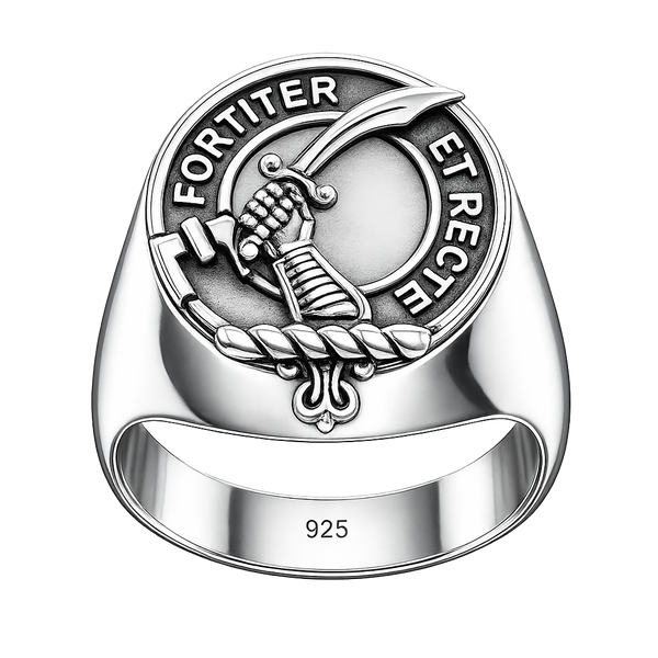 Elliott Scottish Clan Crest Ring GC100  ~  Sterling Silver and Karat Gold