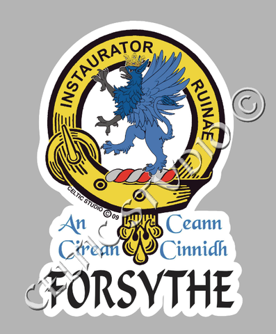 Custom Forsythe Clan Crest Decal - Scottish Heritage Emblem Sticker for Car, Laptop, and Water Bottle