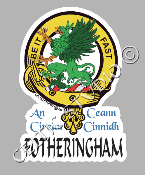 Custom Fotheringham Clan Crest Decal - Scottish Heritage Emblem Sticker for Car, Laptop, and Water Bottle