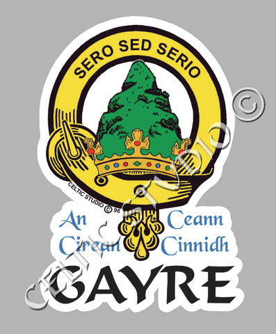 Custom Gayre Clan Crest Decal - Scottish Heritage Emblem Sticker for Car, Laptop, and Water Bottle