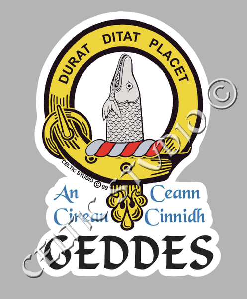 Custom Geddes Clan Crest Decal - Scottish Heritage Emblem Sticker for Car, Laptop, and Water Bottle